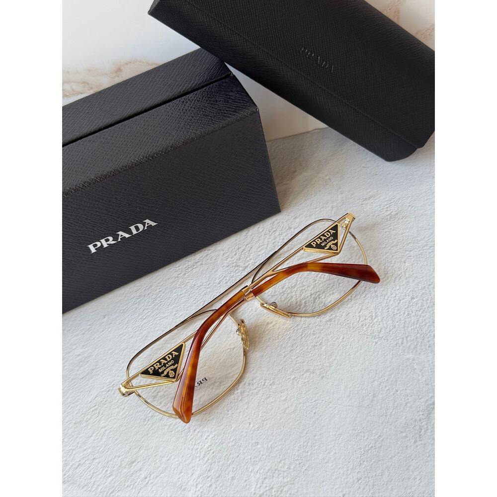 NEW Prada PR B50V Gold Pilot Aviator Eyeglasses Frames - Picture 3 of 7